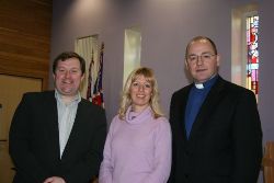 Mr Mark Taylor, consultant surgeon, Avril Waller and the Rev Alan McCann at Holy Trinity, Woodburn, on Organ Donor Sunday.